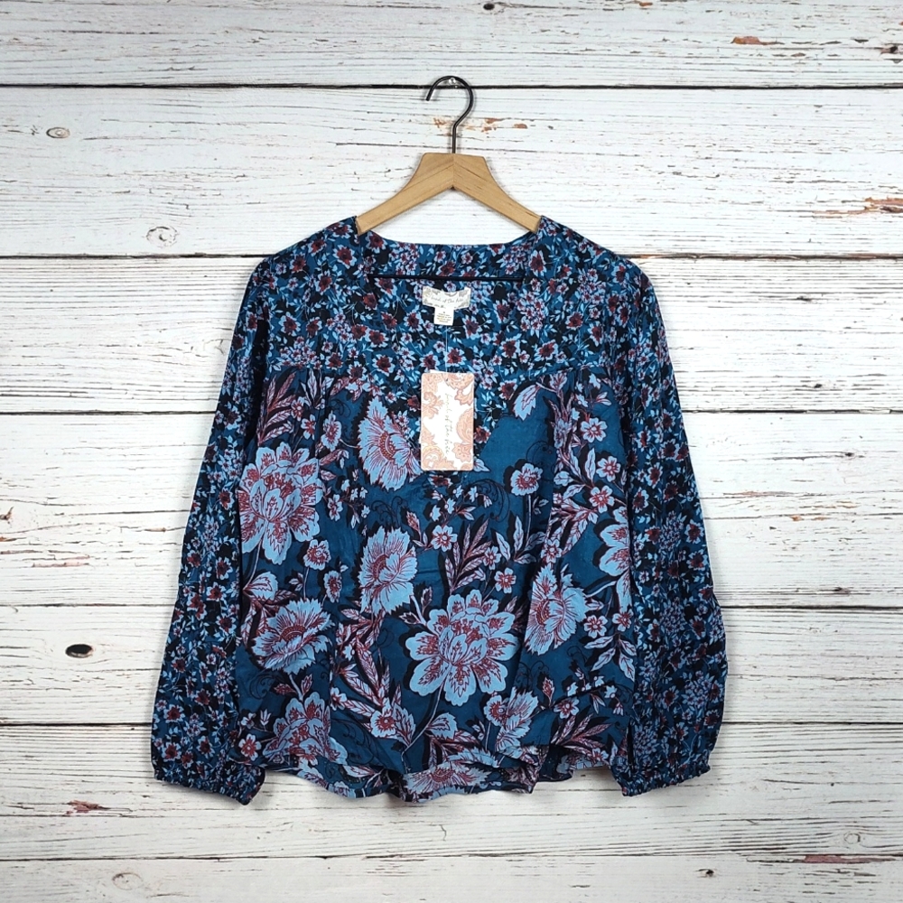 Band Of The Free Josie Mixed Print Long Sleeve Top - Picture 6 of 8
